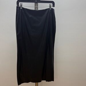 Zara Elegant Black Pencil Skirt, A-line full long faux leather skirt. Large